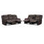 Ensemble 2 pièces: canapé inclinable et causeuse console, microfibre polie brune-487236028