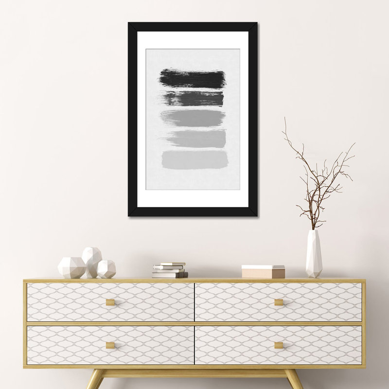 «Stripes», impression sur toile, Papier d'art encadré noir, Blanc, H 24 po x l 16 po x P 1 po