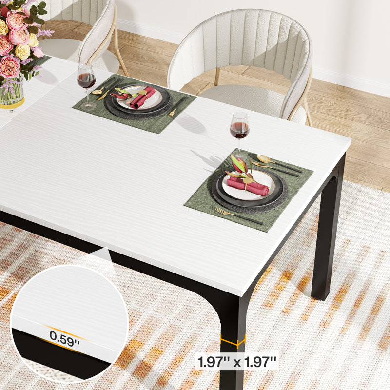 Lamekia Metal Base Dining Table, White, Black