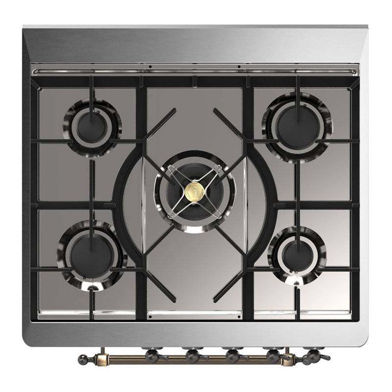 Majestic III Series 30 Inch Dual Fuel Range with 5 Sealed Burners in Emerald Green (Natural Gas, Burnished Trim), Burnished