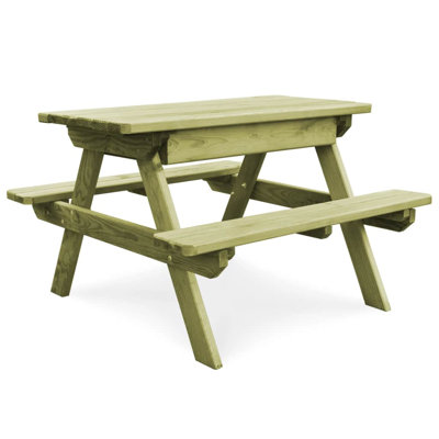 Sprowston Rectangular 90" L Outdoor Picnic Table Solid Wood