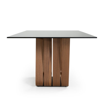 Kupang Glass + Walnut Rectangular Dining Table