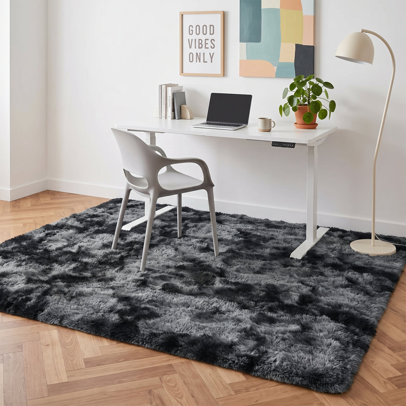 Aalieyah Deep Pile Fluffy Shaggy Area Rug for Indoor Use black grey, 120*160cm