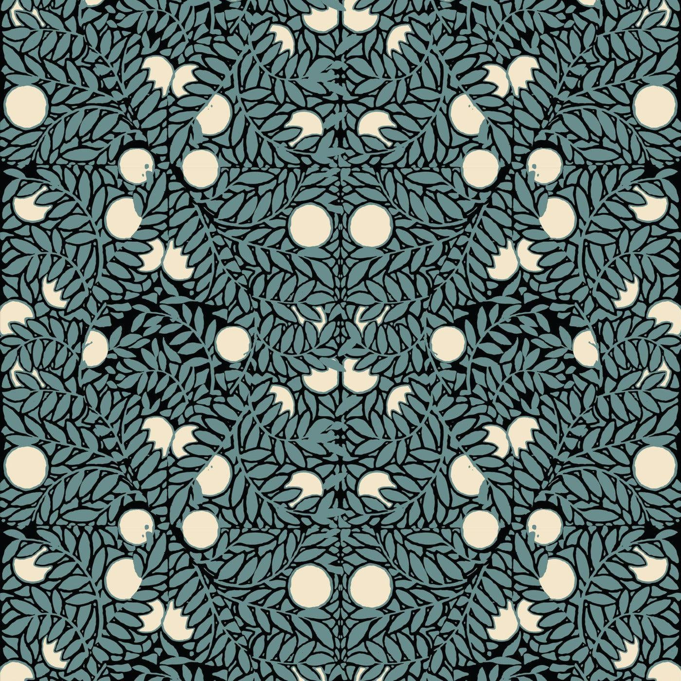 Orange Bush Self-Adhesive Wallpaper, Blue/White, Faux Grasscloth, Non-pasted