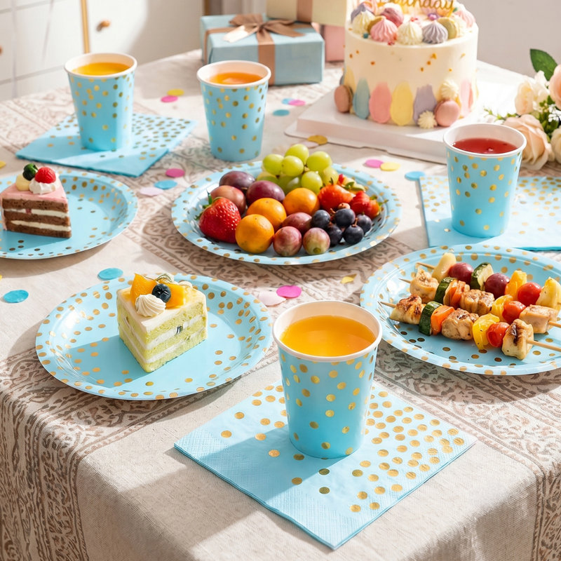 68-Piece Disposable Birthday Party Paper Tableware Set
