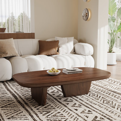 51'' Walnut Coffee Table Rectangle Coffee Table, Wood Coffee Table for Living Room, Dark Brown