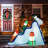 Jaanar Elf and Gingerbread Man on Ski Slope Inflatable