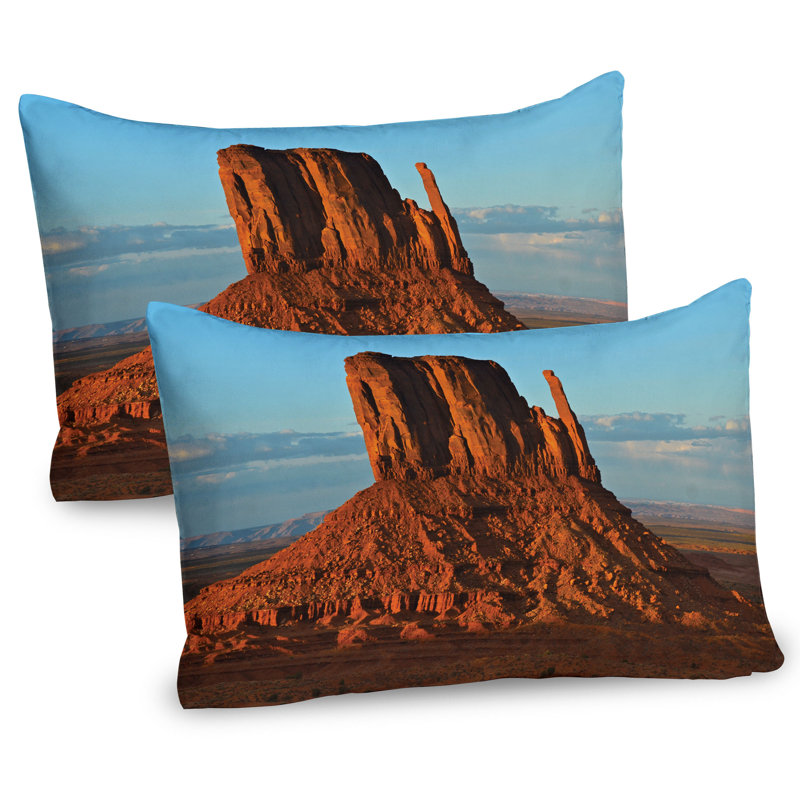 Ensemble de 2 taies décoratives Ambesonne Canyon - Monument Valley America - bleu / orange