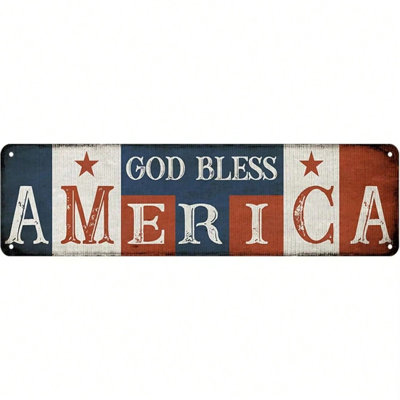 «God Bless America», drapeau américain rétro en métal, décoration murale patriotique