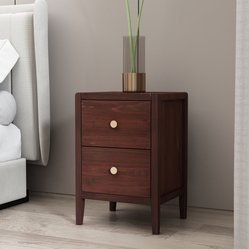Amellia 39cm W Solid + Manufactured Wood Bedside Table, Brown