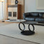 Tables basses rondes imbriquées - Plateau en faux marbre blanc et noir avec structure en métal noir robuste, ensemble de tables basses de salon peu encombrantes 