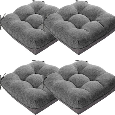 Dining Chair Cushions Set Of 4 Memory Foam 15.5 Inch Grey