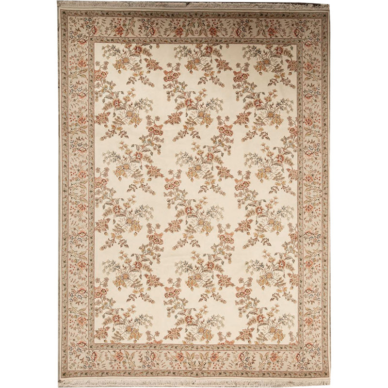 Tapis ivoire et beige noué à la main de haute qualité