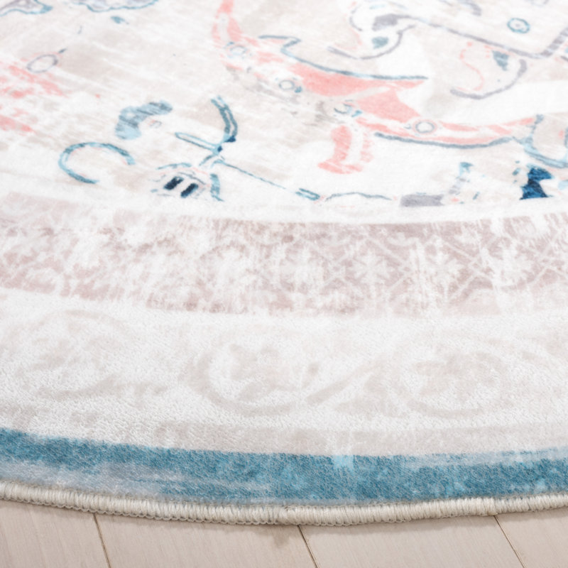 Tapis sud-ouest lavable à la machine Maritess, Rond 6 pi
