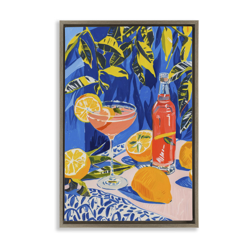  «Citrus Cocktail Still» par LSR Design Studio, H 31 po x l 21 po, Cadre flottant orme Montalcino