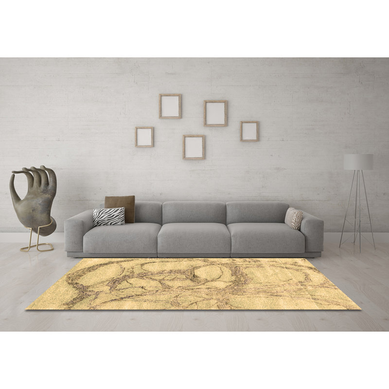 Washable Abstract Indoor Rug, Square 7'