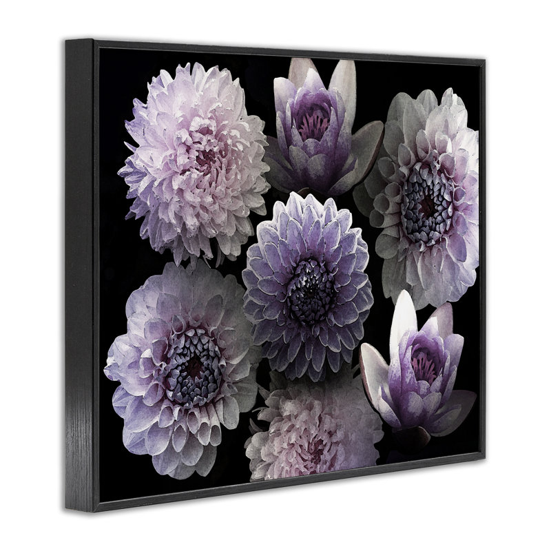 «Moody Bouquet Flower», estampe numérique, design par Marcus Prime, H 11 po x l 14 po, Giclée encadrée noir minuit
