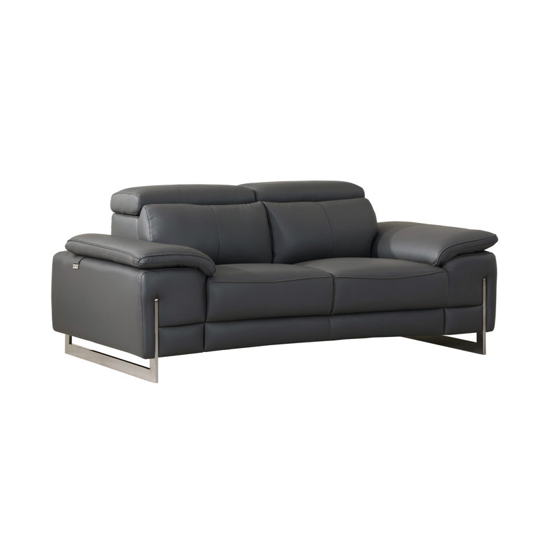 Causeuse en cuir italien Global United, Gris foncé