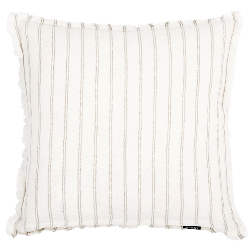 Bertie/Bert Fringed Linen Throw Pillow in Ivory/Natural