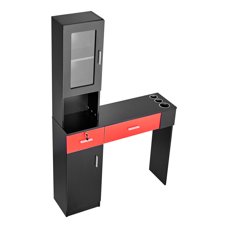 Hokku Designs Salon Station, Barber Salon, Rouge / noir
