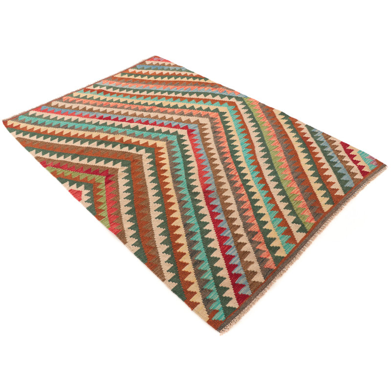 Geometric Wool Hand Woven 123cm X 173cm Area Rug