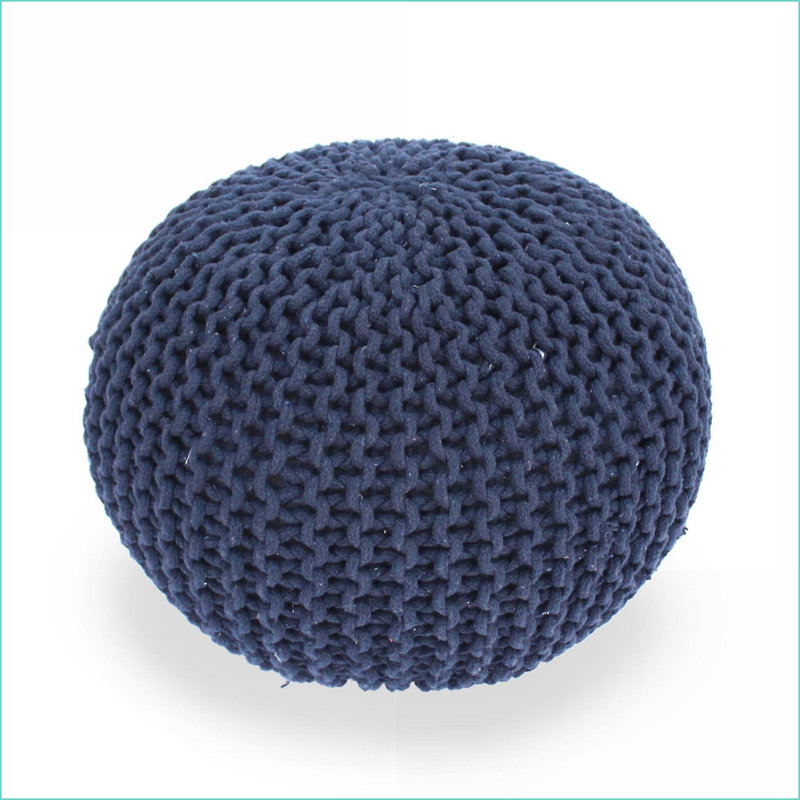 Pouf rond en coton tricoté Moro - 20 x 20 x 14 pouces repose-pieds / sièges supplémentaires | Coton | Citrouille