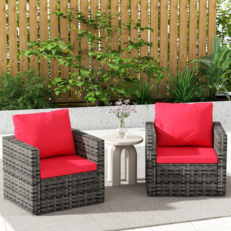 Chaise de jardin en rotin pour l'extérieur, Rouge
