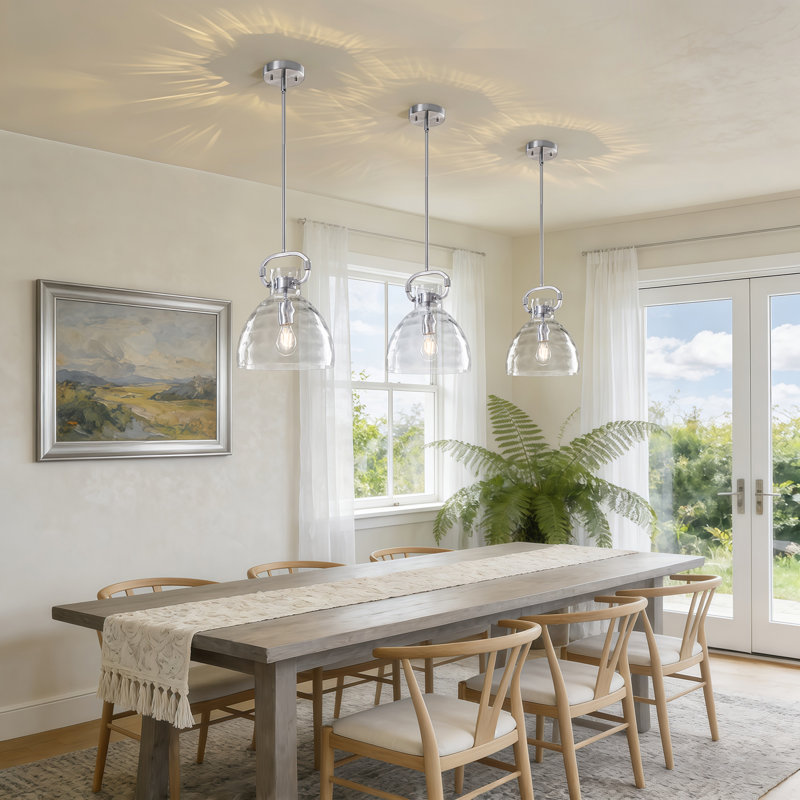Rooker 1 - Light 9.8in Single Pendant, Hammered, Polished Nickel