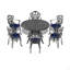 Table de salle à manger 47,24 pouces en fonte d'aluminium avec structure noire et trou pour parasol