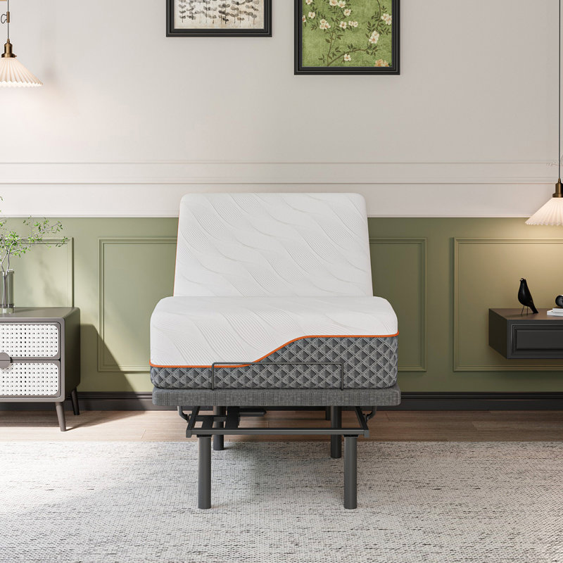 Massaging Zero Gravity Adjustable Bed Frame with 12” Hybrid Mattress, Anti-Snore, Wireless Remote-E3100 Series, Twin XL