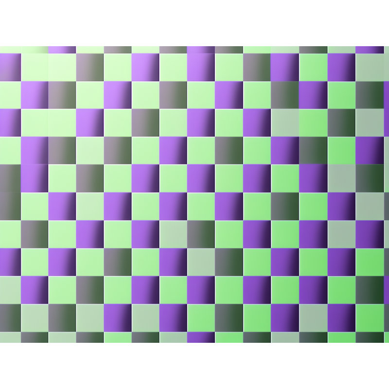 Polyester Comforter, Twin Comforter, Green/Purple Checkered