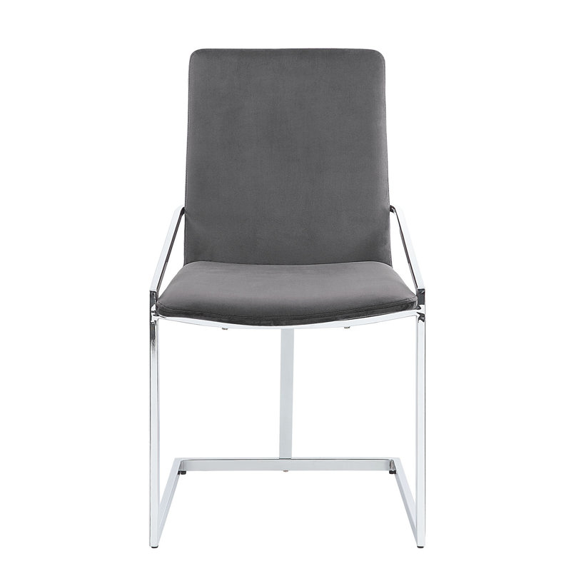 2 chaises grises et métalliques à base en métal 2 pièces - Modernes, élégantes pour la salle à manger
