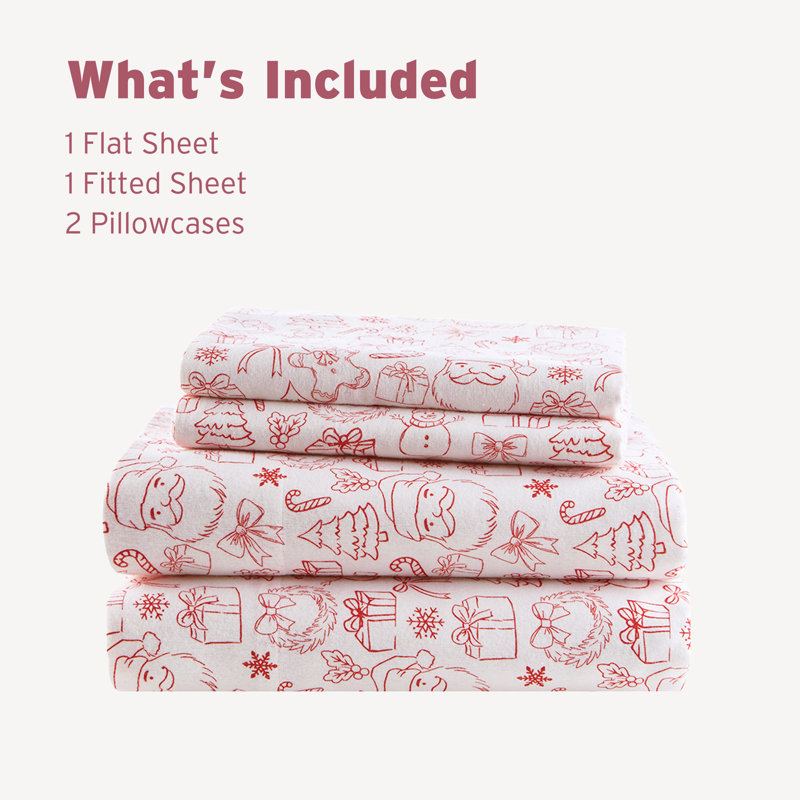 Ensemble de draps Cozy Soft, Motif des Fêtes, Simple