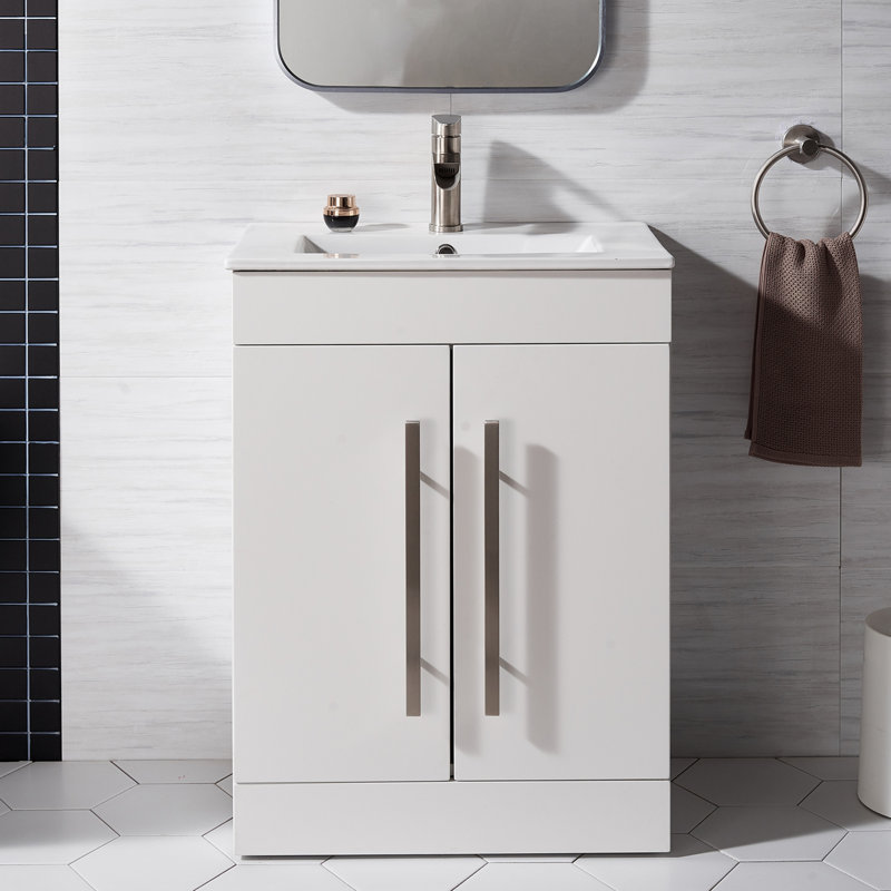 Pacifica 24'' Modern Free-standing 2-Drawer Single Bathroom Vanity Set, White
