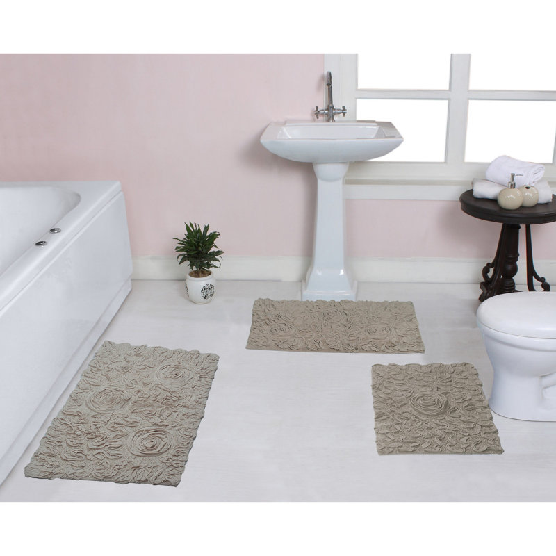 Ensemble de tapis de bain et tapis contour Schœberger (ensemble de 3), Lin