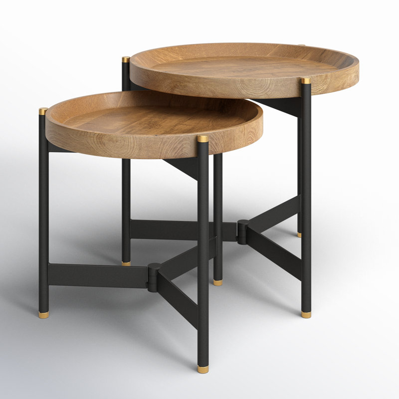Milda Solid Wood Tray Top Nesting Tables
