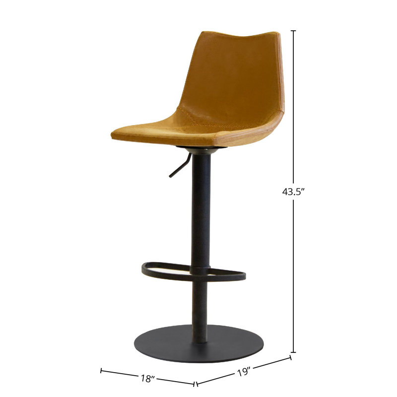  Tabouret de bar hydraulique en similicuir brun clair rétro