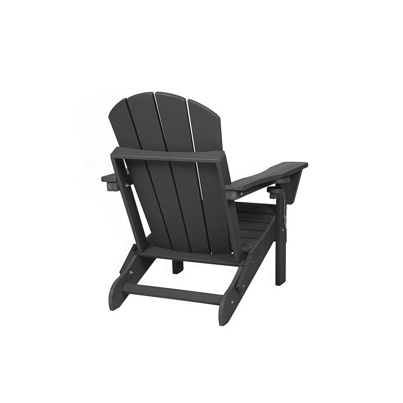 Folding Adirondack Chair With Dual Cup Holder, Gray