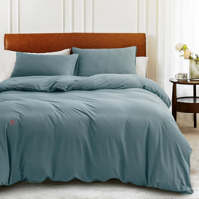 HOME BEDDING Jersey Cotton Duvet Cover Set, Twin Duvet Cover + 1 Standard Sham, Cerulean Blue