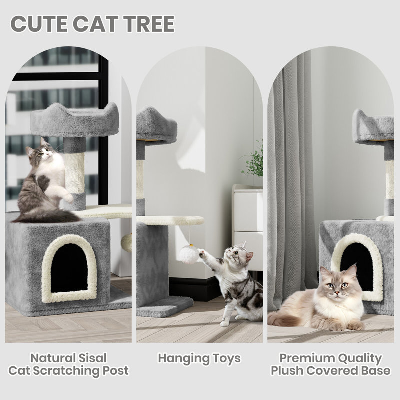 Amadahy 70cm H Cat Tree, Light Grey