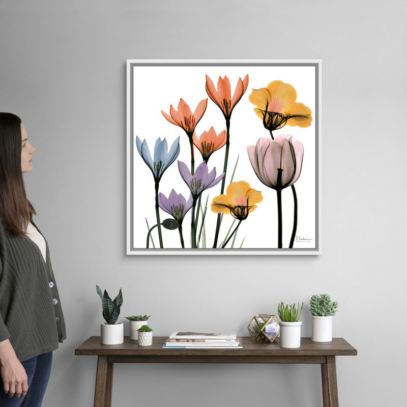 "Blissful Garden 1" par Albert Koetsier, reproduction d’art sur toile, Cadre blanc, H 32 po x l 32 po x P 1,75 po