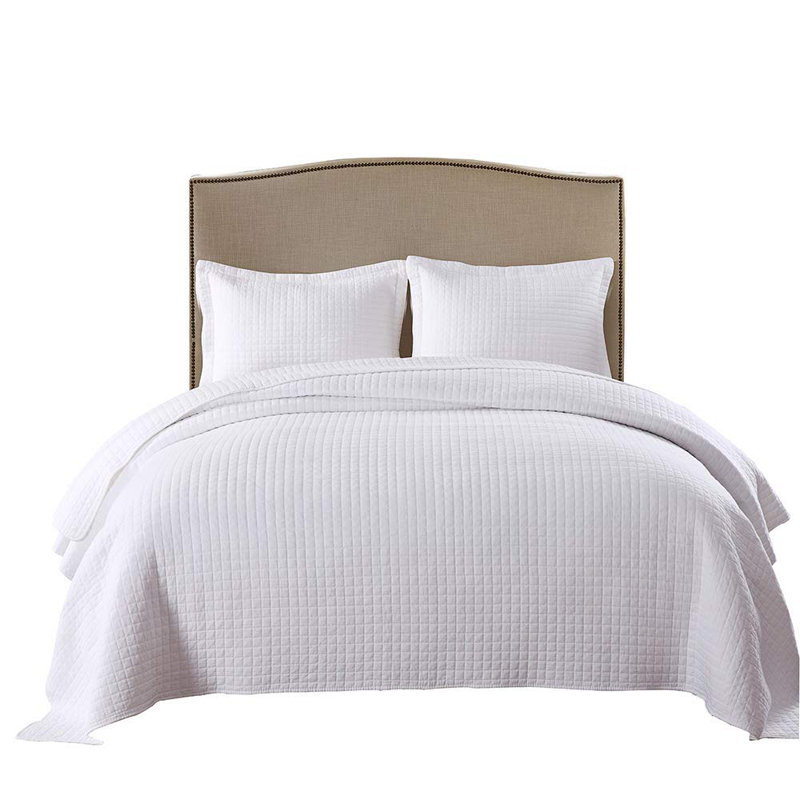 Ensemble de courtepointe réversible WhiteCT, Grand lit, Blanc