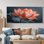 Orange orange gris glamour Lotus Photo I - Lotus Art mural salon