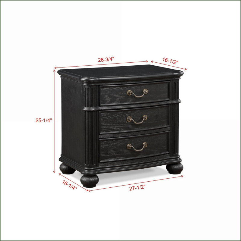 Table de chevet 3 tiroirs Traditional, Gris
