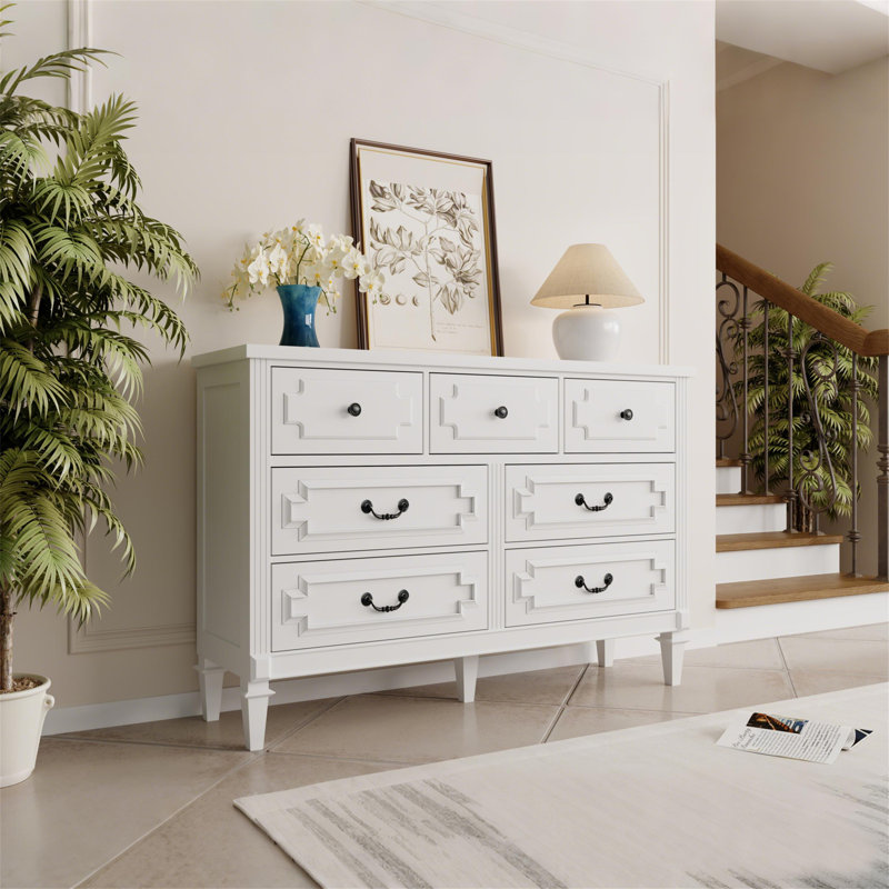 Vintage 7-Drawer Dresser – Farmhouse Chest For Bedroom Or Living Room, White