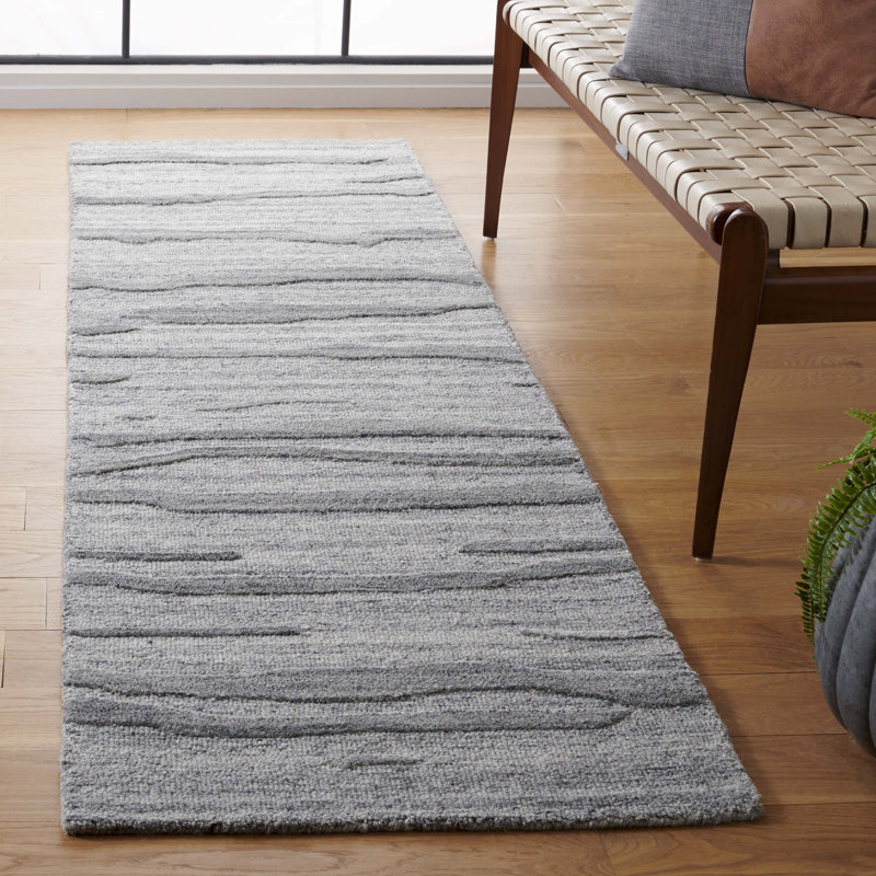 Mariand Abstract Hand Tufted Wool/Cotton Abstract Rug in Gray, Runner 2'3" x 8'