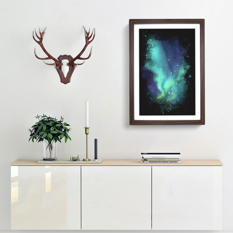 The Northern Lights in Abisko Sweden - Picture Frame Painting Print, Walnut Framed, 87cm H x 62cm W x 2cm D