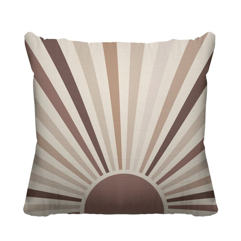 Coussin décoratif intérieur / extérieur Boho Sunburst, L 17 po x H 17 po, Chair