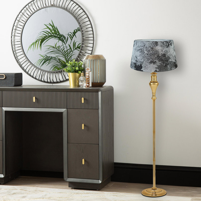 Roxy 161.5cm Traditional Floor Lamp, Camouflage Gray, Gold