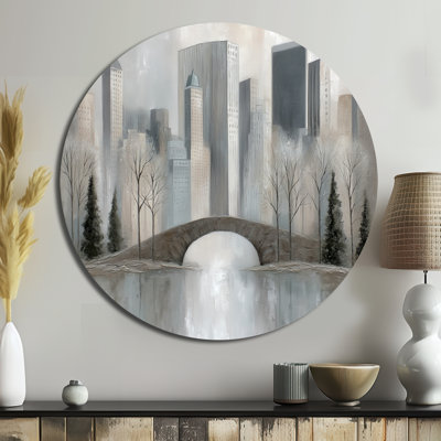 Gratte-ciel de New York - décoration murale ronde en métal Cityscape
